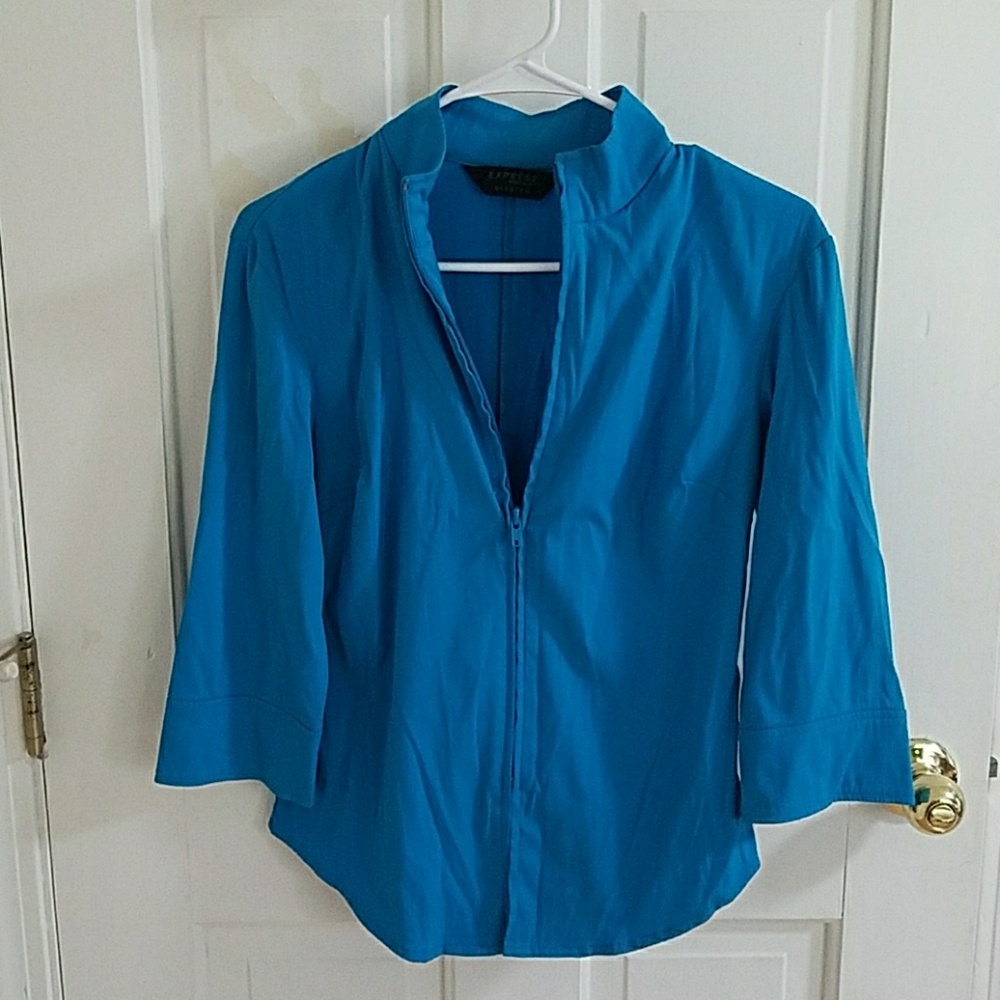 Express Stretch Zipper Front Blouse
